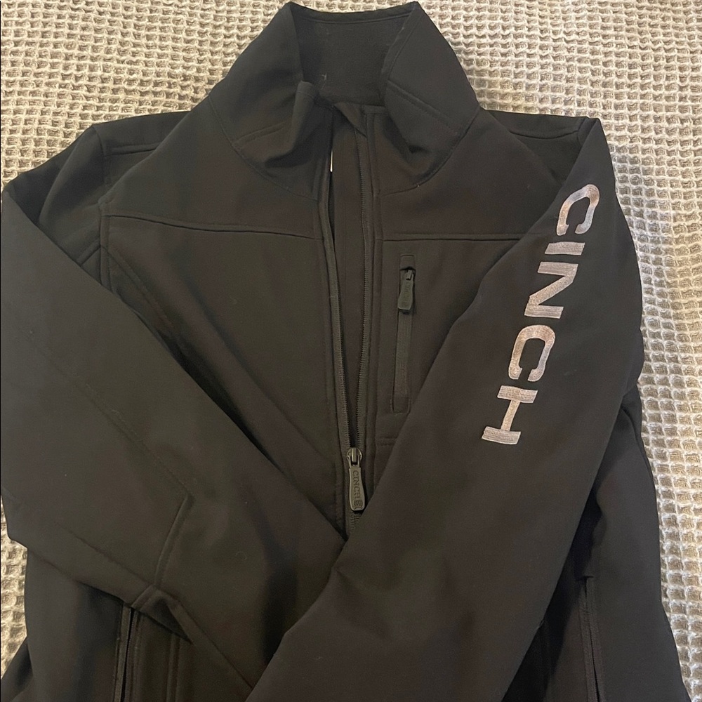 Cinch Black Jacket with White Sleeve Logo